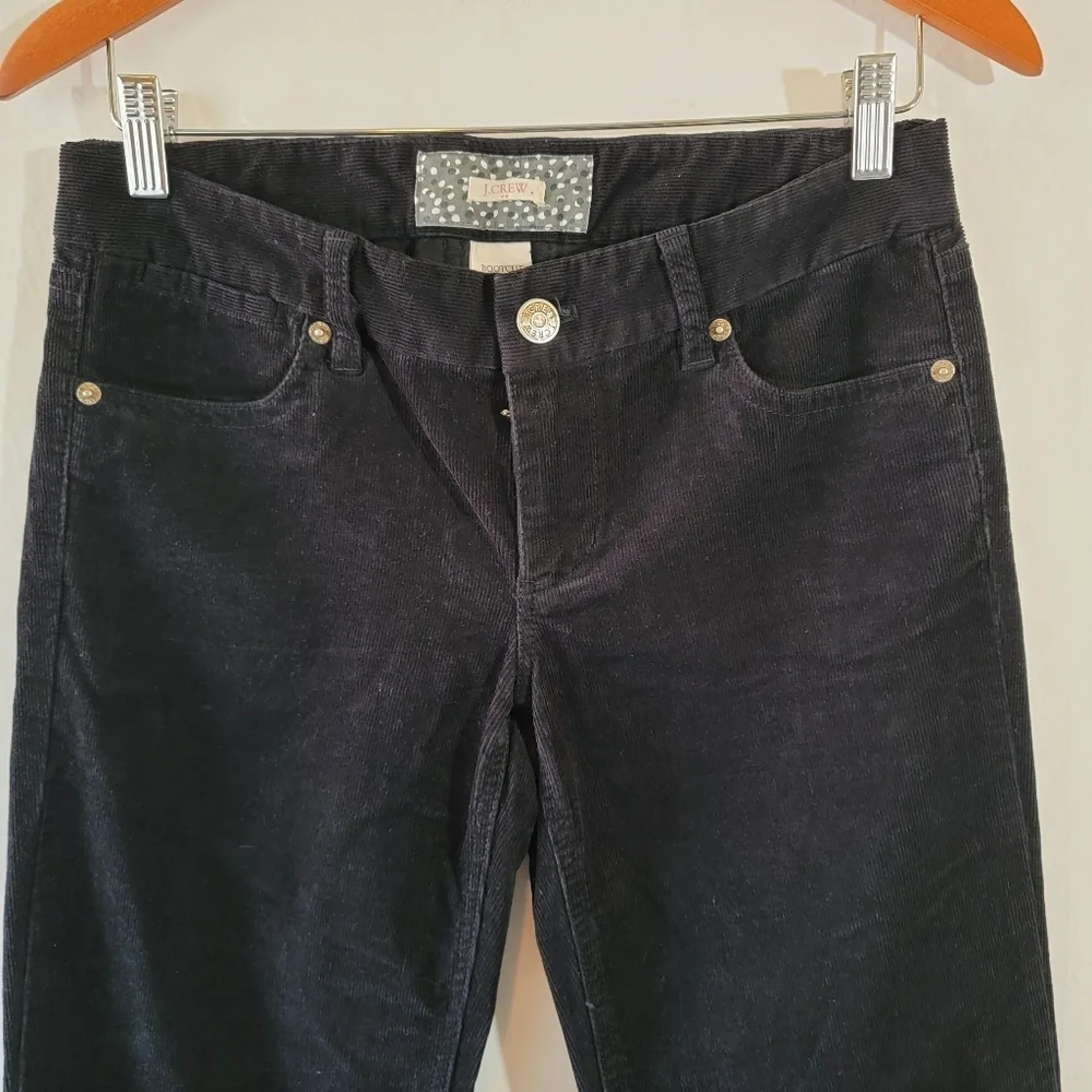 J.CREW Bootcut Women's Dark Wash Corduroy Pants Sz 27R Mid-Rise Straight Leg